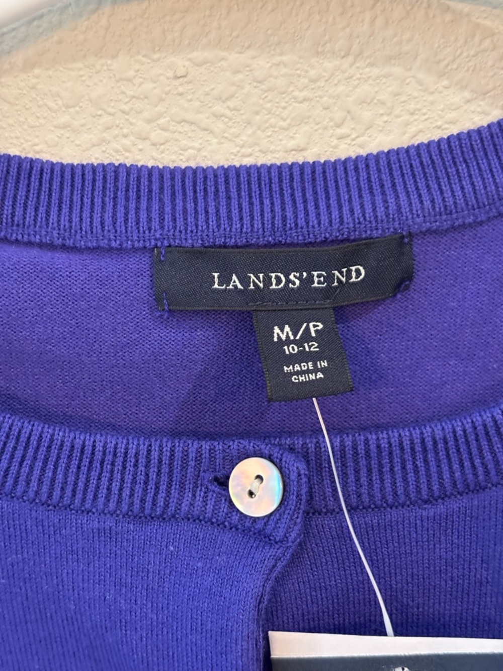 Lands' End Women's Petite M/P 10-12 Crewneck Button Cardigan Purple Saphire - Picture 2 of 11